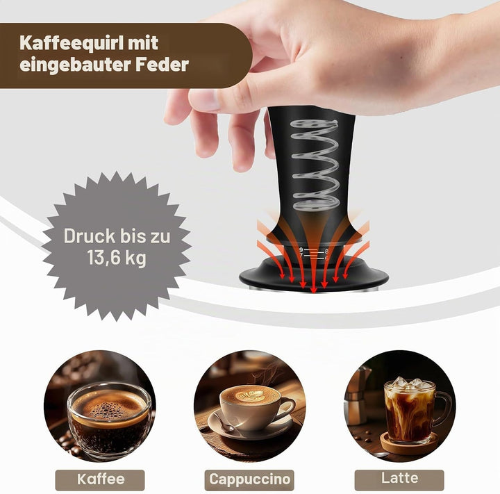 Kaffee Tamper Set 51mm,Espresso Tamper mit Skaleneinstellung, Kaffeerührer Werkzeug,Verteilerwerkzeu