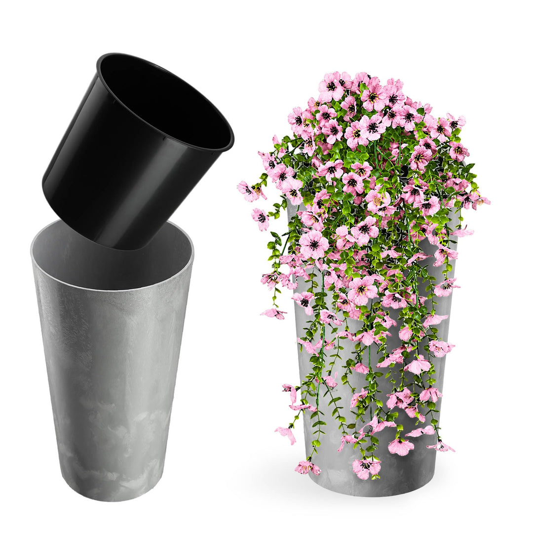 KADAX Blumentopf mit Holzspänen, eleganter Übertopf mit herausnehmbarer Einlage, Blumentopfschutz fü