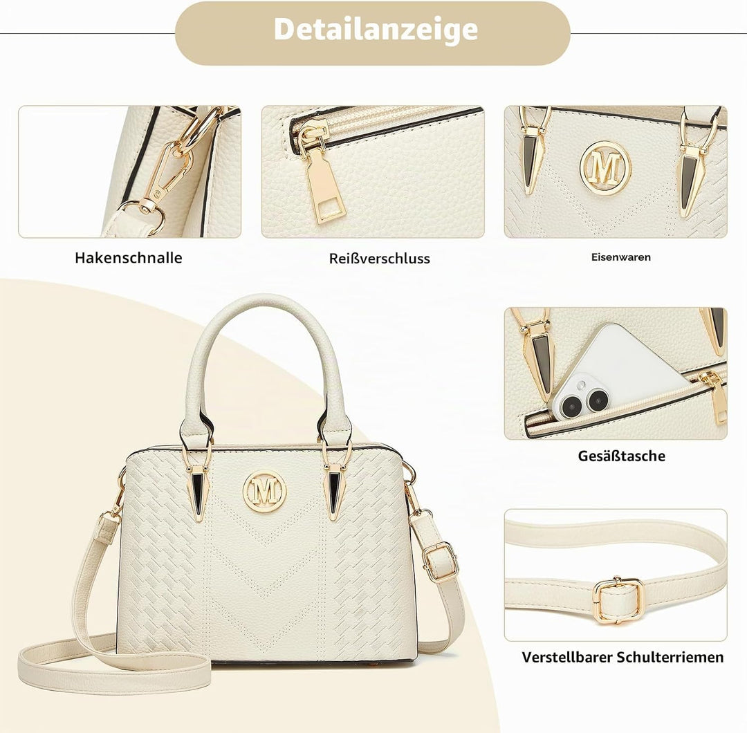 Miss Lulu Handtasche Damen Mittelgross Henkeltasche Elegante Schultertasche Tasche für Damen mit Lyc