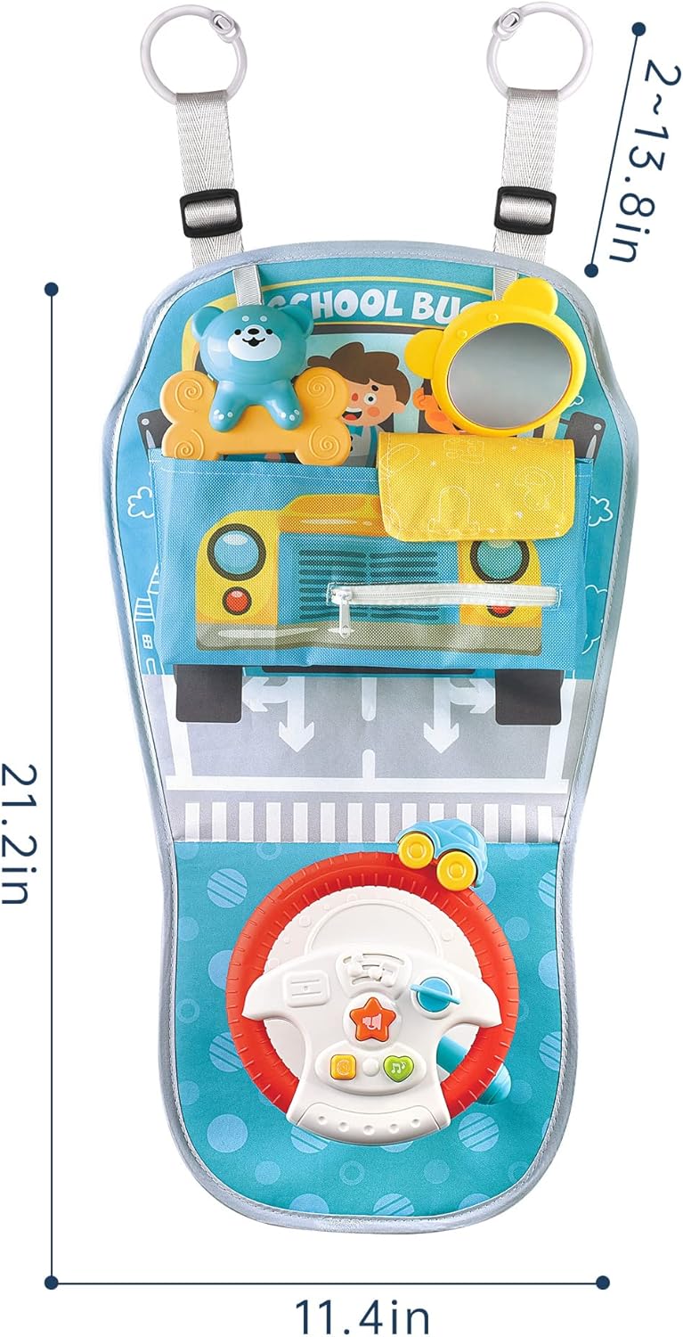 caterbee Autositzspielzeug mit Lenkradmitte für Spiel und Kick (Steering Wheel), Steering Wheel