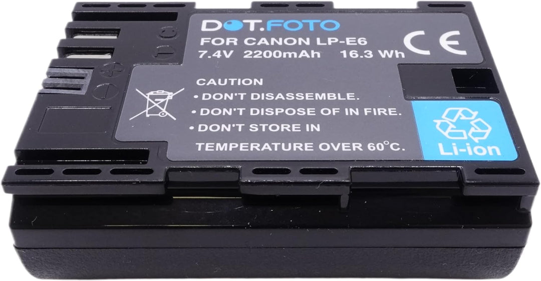 Dot.Foto LP-E6 Premium Hohe Kapazität 7.4v / 2200mAh Akku für Canon x 1 - LP-E6 2200mAh, x 1 - LP-E6