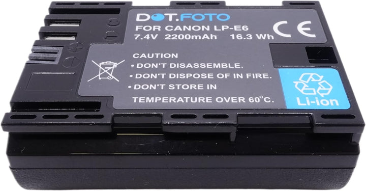 Dot.Foto LP-E6 Premium Hohe Kapazität 7.4v / 2200mAh Akku für Canon x 1 - LP-E6 2200mAh, x 1 - LP-E6