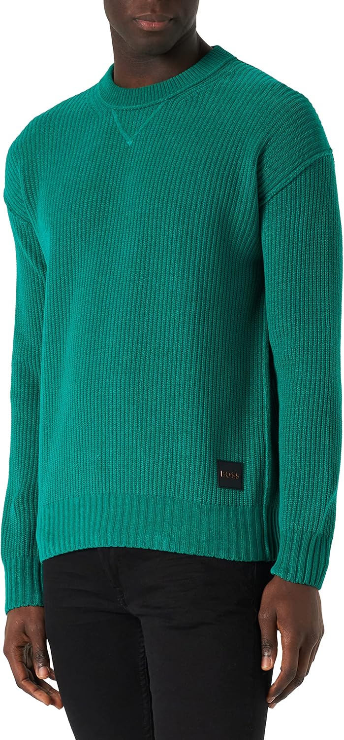 BOSS Herren Kinillo Pullover aus Reiner Baumwoll-Chenille S Medium Green312, S Medium Green312