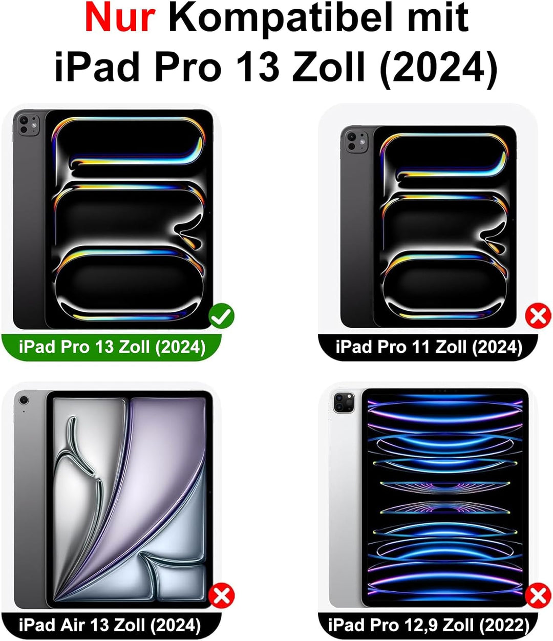 Tastatur für iPad Pro 13 Zoll M4 2024 Beleuchtete Tastatur Magnetisch Abnehmbarer Schutzhülle mit Bl