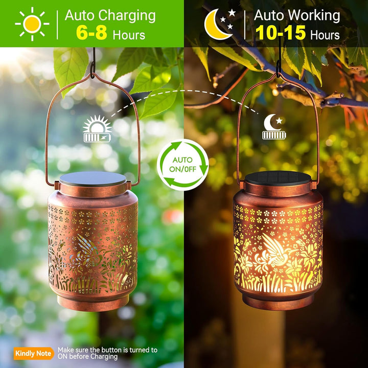 BUCASA 2 Stück Geschenke für frauen, Kolibri Solarlaterne für Aussen Hängend Metall, Solarlampen für