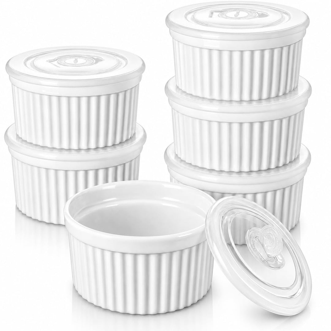 vancasso RAMEKINS 200ml Soufflé Förmchen Set von 6, Ø9,5cm Creme Brulee Schälchen Backofen sicher, P