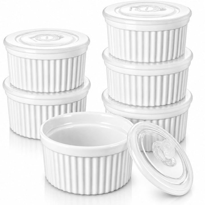 vancasso RAMEKINS 200ml Soufflé Förmchen Set von 6, Ø9,5cm Creme Brulee Schälchen Backofen sicher, P