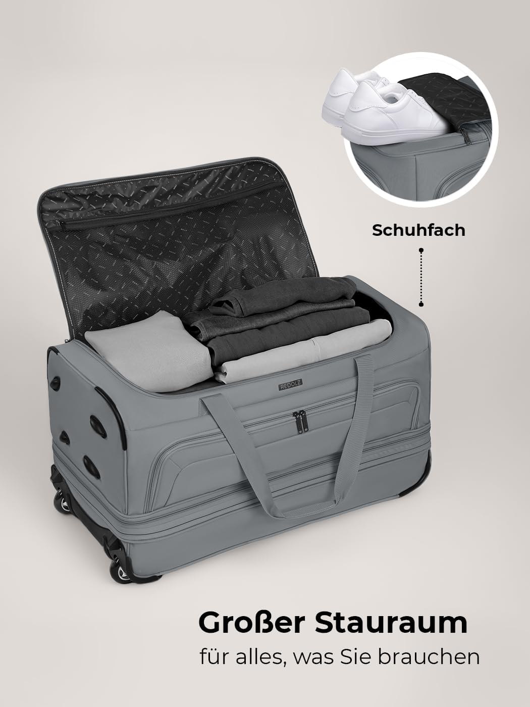 REDOLZ 2-Rollen grosse Trolley-Reisetasche | Volumen erweiterbar von 98 auf 119 Liter mit Dehnfalte