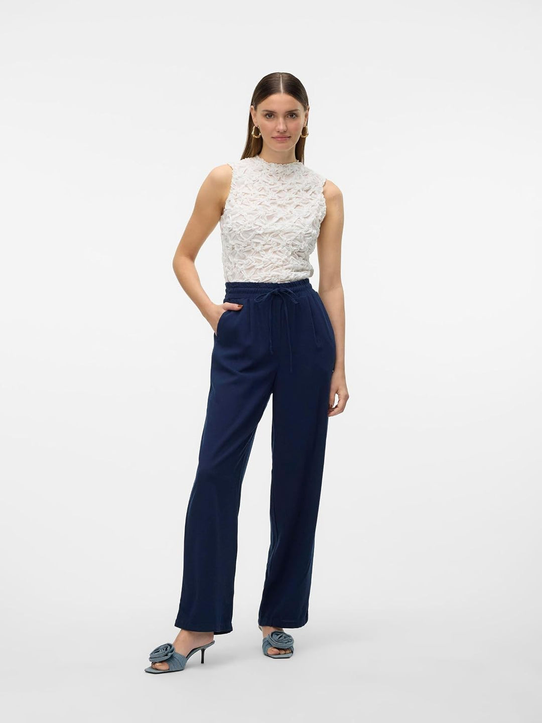 VERO MODA Female Hose mit weitem Beinschnitt VMJESMILO Mittlere Taille Hose | Wide-leg trousers M Na