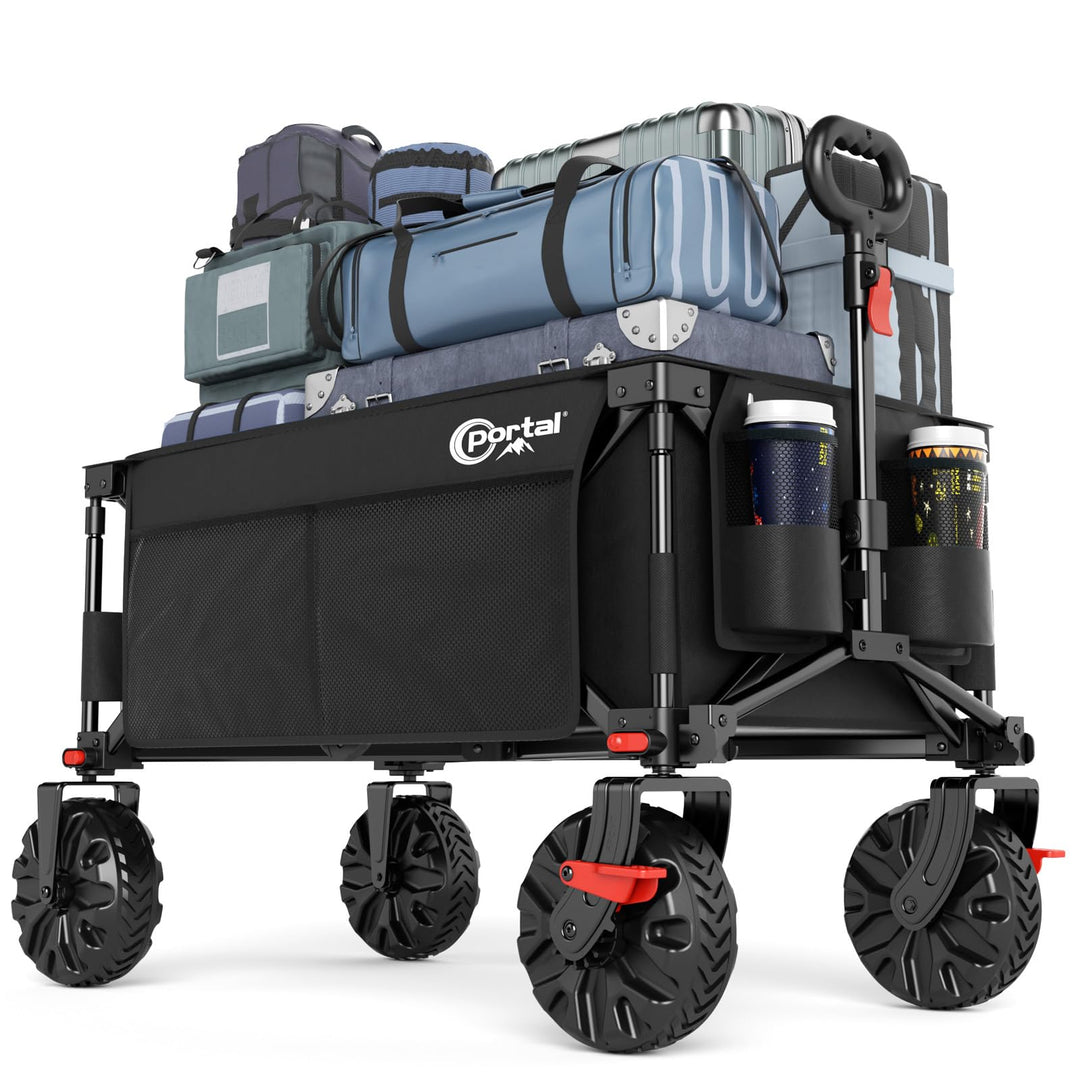Portal Bollerwagen faltbar grösse Reifen mit Bremse Klappwagen Handwagen klappbar mit Seitentasche F