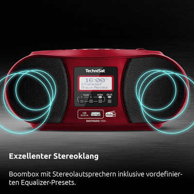 TechniSat DIGITRADIO 1990 - Stereo-Boombox mit DAB+/UKW-Radio und CD-Player (Bluetooth-Audiostreamin