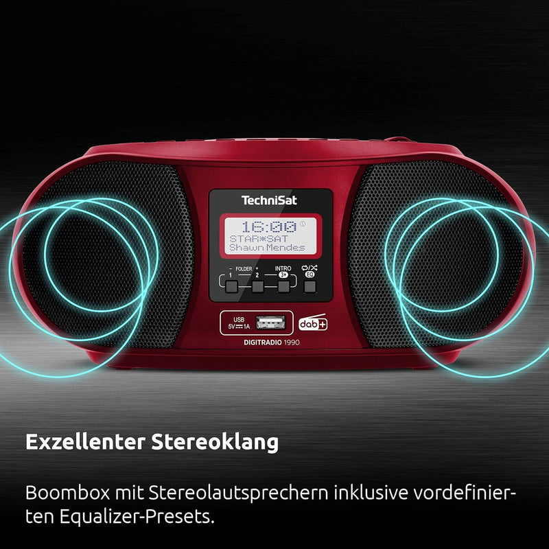 TechniSat DIGITRADIO 1990 - Stereo-Boombox mit DAB+/UKW-Radio und CD-Player (Bluetooth-Audiostreamin