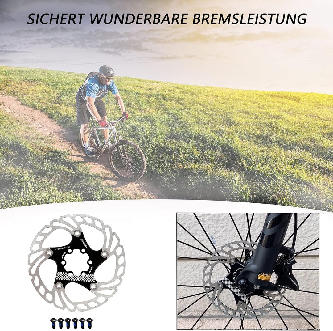 Fahrradscheibenbremsrotor, 160 mm / 180 mm/203mm, MTB-Rennradrotor 6-Loch-Rotor, Fahrradzubehör(Schw