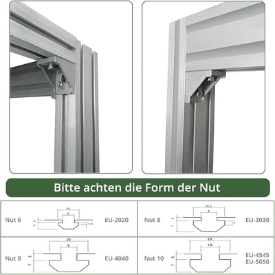 EYPINS Befestigungsmaterial Winkel, 20X Winkelverbinder Winkel Befestigung Nut 8 Raster Streben Alup