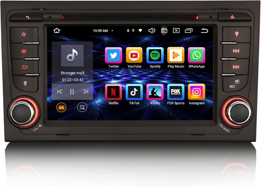 Erisin Android 14 8-Kern Autoradio Mit GPS Navi für Audi A4 S4 RS4 RNS-E Seat Exeo 7 Zoll Touchscree