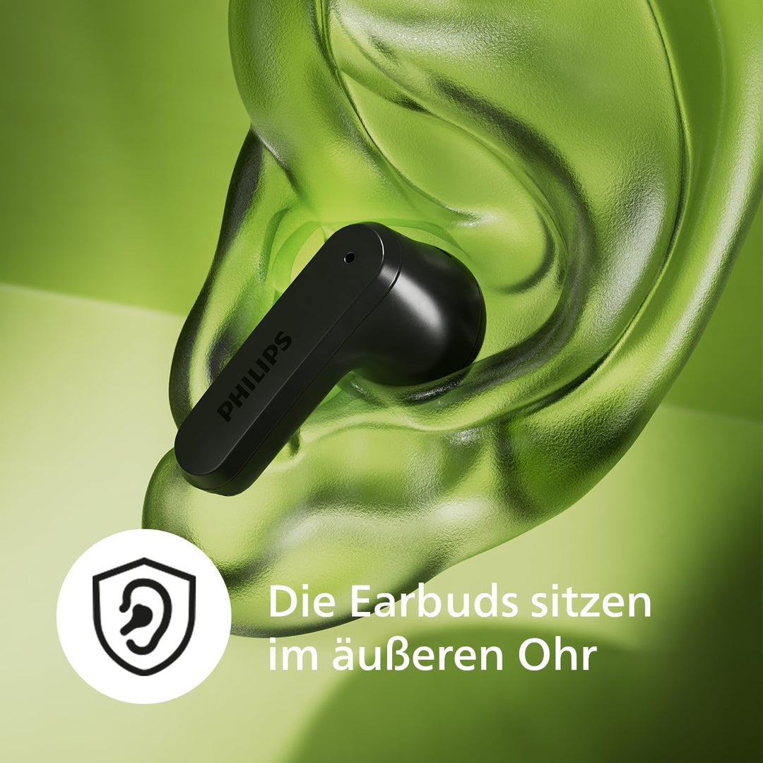 Philips TAT2139BK Drahtlos-Bluetooth-Ohrhörer – kleine Ohrhörer, Tolles Preis-Leistungs-Verhältnis,
