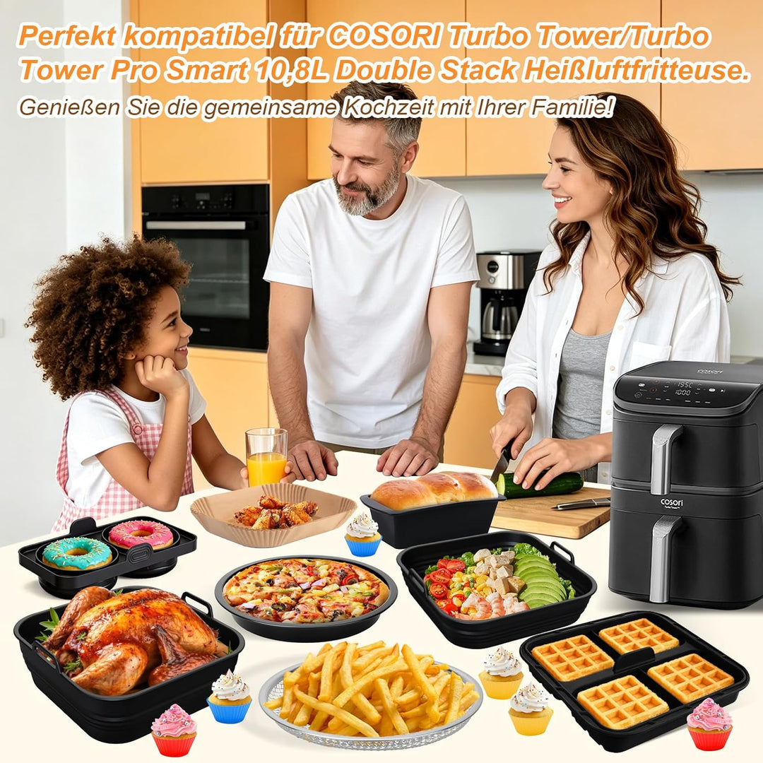 16PCS Heissluftfritteuse Zubehör, Verdickt Airfryer Zubehör für COSORI Turbo Tower Pro 10,8L(6,5L/4,