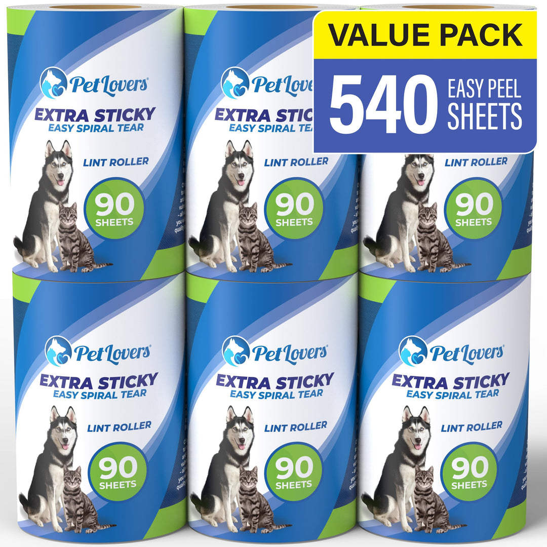 PetLovers Extra klebrige Fusselrolle Mega Value Set 450 Blatt für die Tierhaarentfernung, Hunde- und
