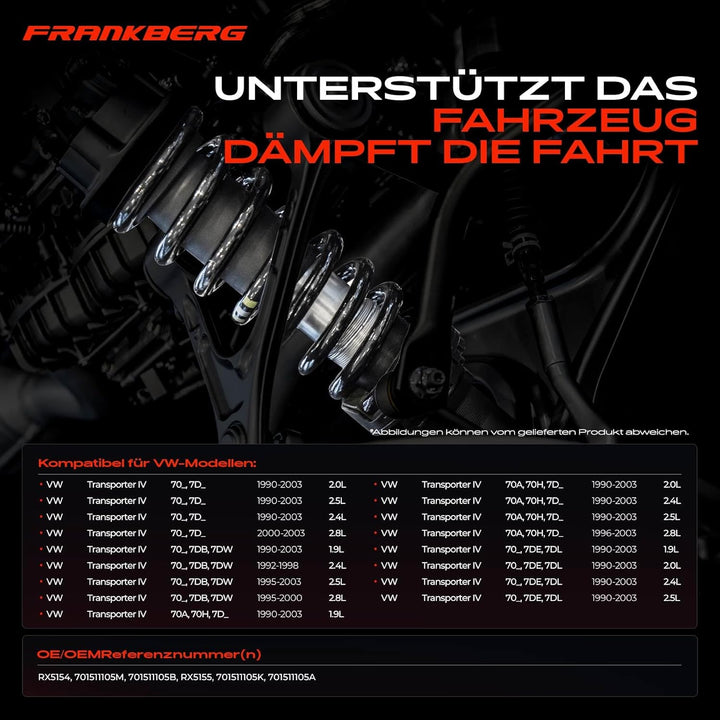 Frankberg 2x Federn Fahrwerksfeder Hinterachse Kompatibel mit Transporter IV Bus Kasten Pritsche/Fah