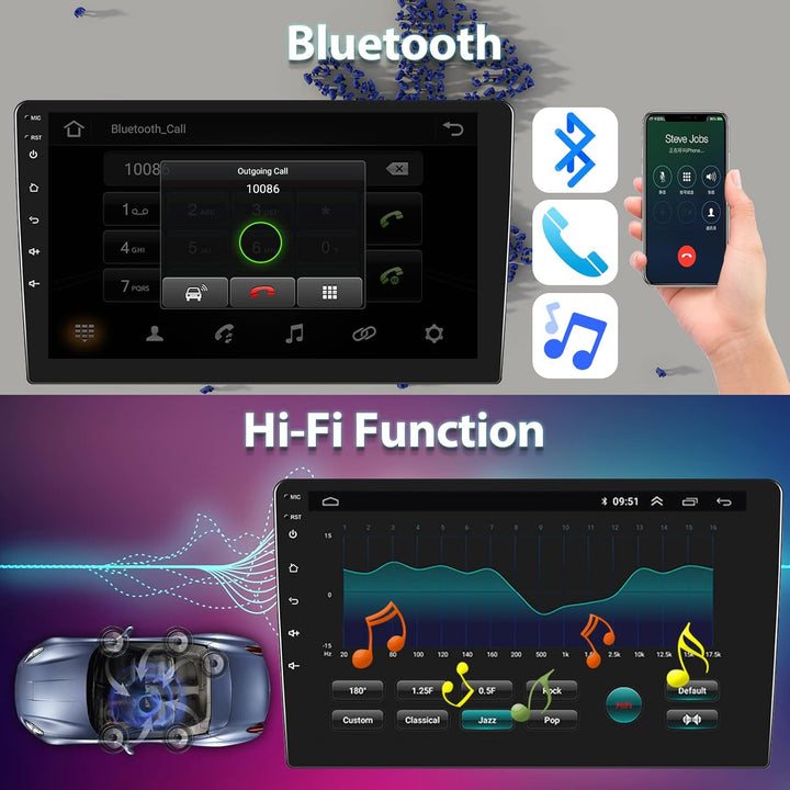 Hodozzy Autoradio 10,1 Zoll 2GB+64GB Kabelloses Carplay Wireless Android Auto, Radio Android mit Nav