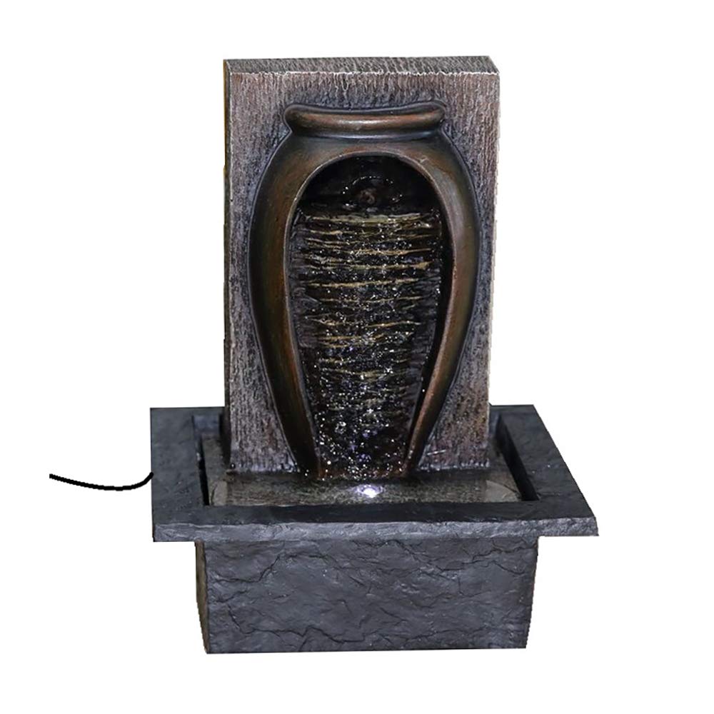 Zimmerbrunnen Tischbrunnen mit LED Beleuchtung Springbrunnen Raumbefeuchter Brunnen Geschenk (21x19x