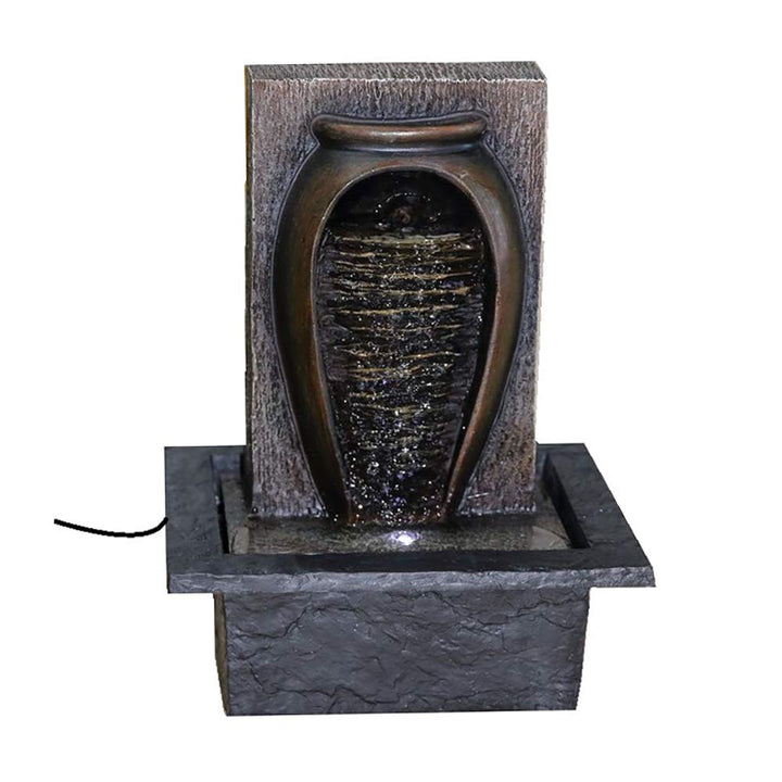 Zimmerbrunnen Tischbrunnen mit LED Beleuchtung Springbrunnen Raumbefeuchter Brunnen Geschenk (21x19x