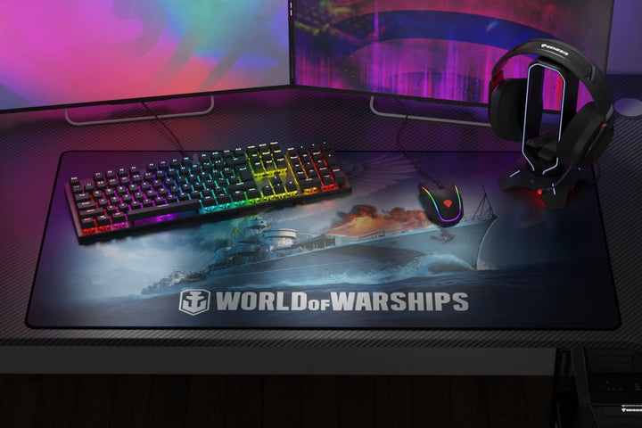 Genesis World of Warships Gaming Mauspad XXL 900×450 mm – Grosse Schreibtisch-Unterlage für Maus &amp; T