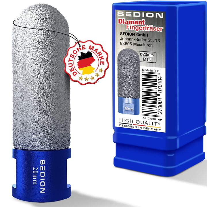 SEDION® Diamantfräser 20mm x M14 Premium - Exzellentes Bohren & Fräsen von harten Fliesen - Fingerfr