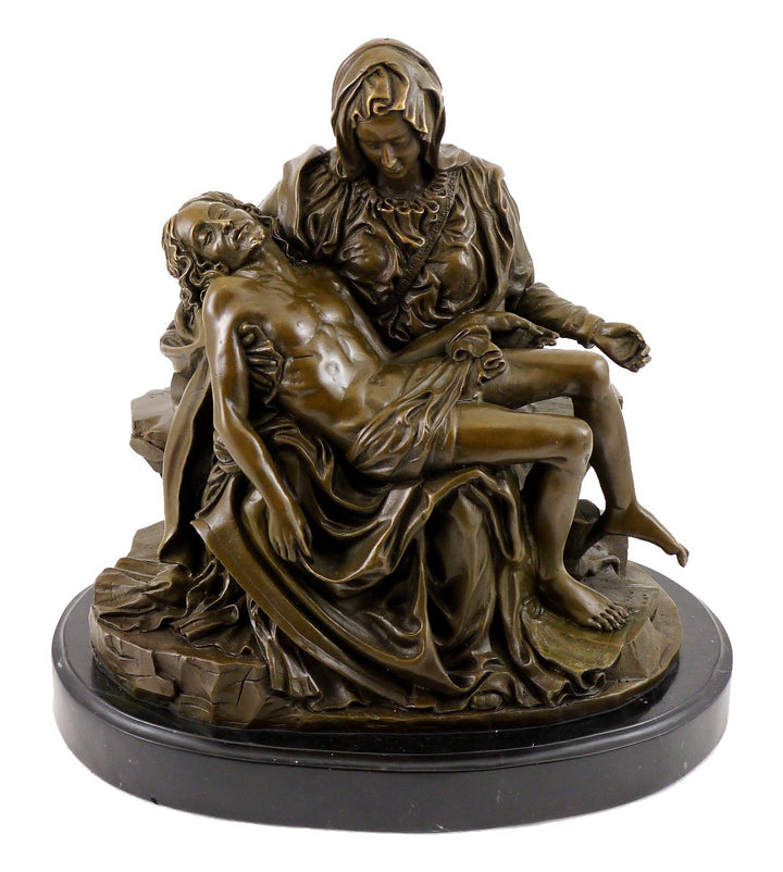 Kunst &amp; Ambiente - Römische Bronzefigur - Pietà (1499) - signiert - Michelangelo Skulptur - Echte Br