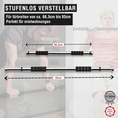 Ultrasport Klimmzugstange, Türreck, verstellbar von 66,5 cm bis 93 cm, ohne Schrauben montierbar, ru