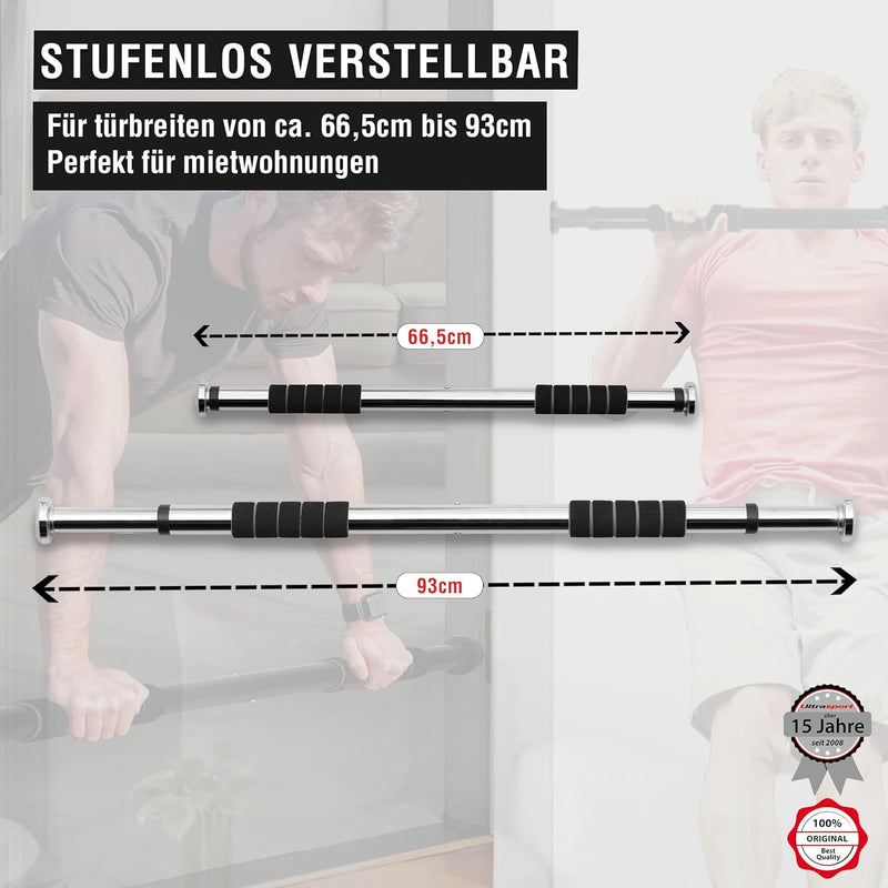 Ultrasport Klimmzugstange, Türreck, verstellbar von 66,5 cm bis 93 cm, ohne Schrauben montierbar, ru