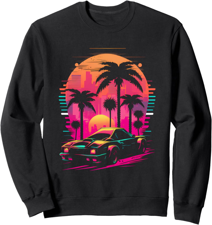 Sportwagen Retrowave Synthwave Ästhetik 80er 90er Jahre Sweatshirt