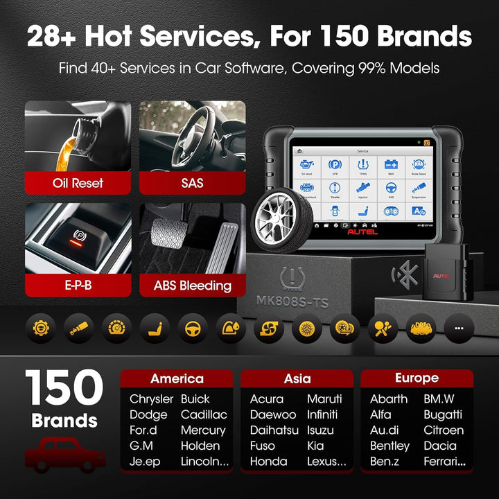 Autel Scanner MaxiCOM MK808TS, Kombination aus Autel MK808BT und TS608, OE-Level TPMS Scan-Tool mit