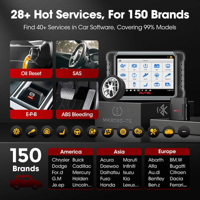 Autel Scanner MaxiCOM MK808TS, Kombination aus Autel MK808BT und TS608, OE-Level TPMS Scan-Tool mit