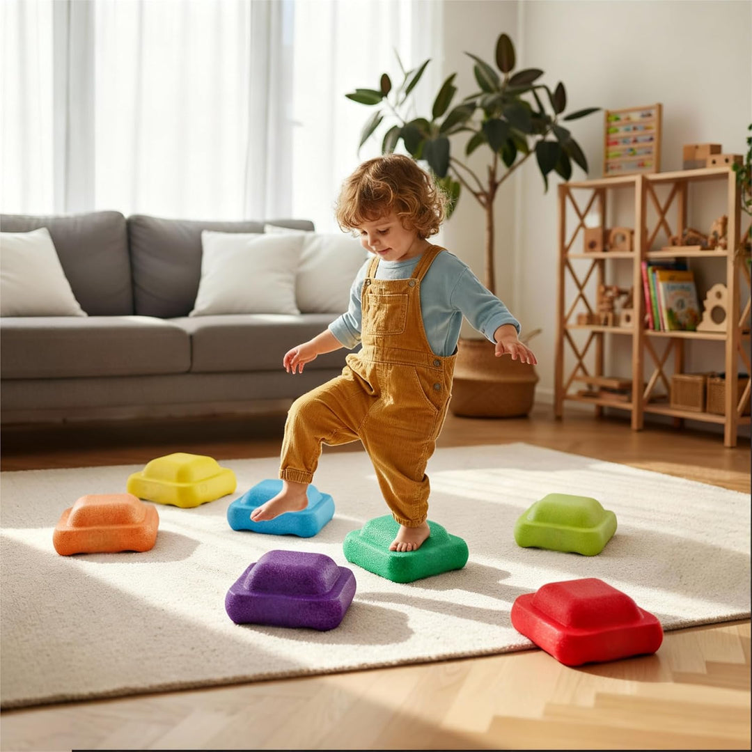 Balancesteine 7er Set für Kinder - Spielsteine Drinnen & Draussen - stapelbare Balancier Steine - St