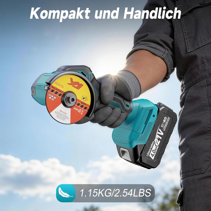 Mini Akku Winkelschleifer 76mm Kompatibel mit Maa-kita 18V Batterie, 19500RPM Akku Flex mit 2×4.0Ah