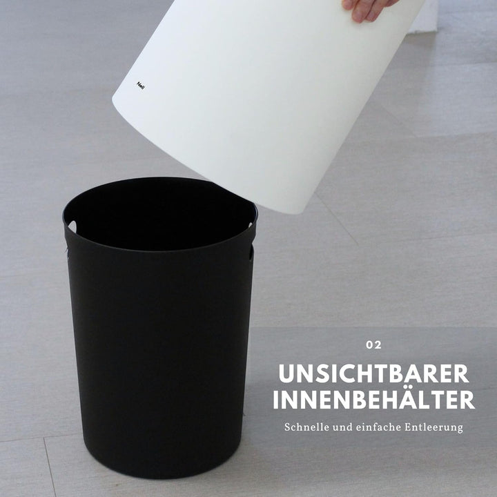 Nell 8L Mülleimer Bad Weiss Matt mit Schwingdeckel – Perfekt als eleganter Kosmetikeimer, Ideal auch