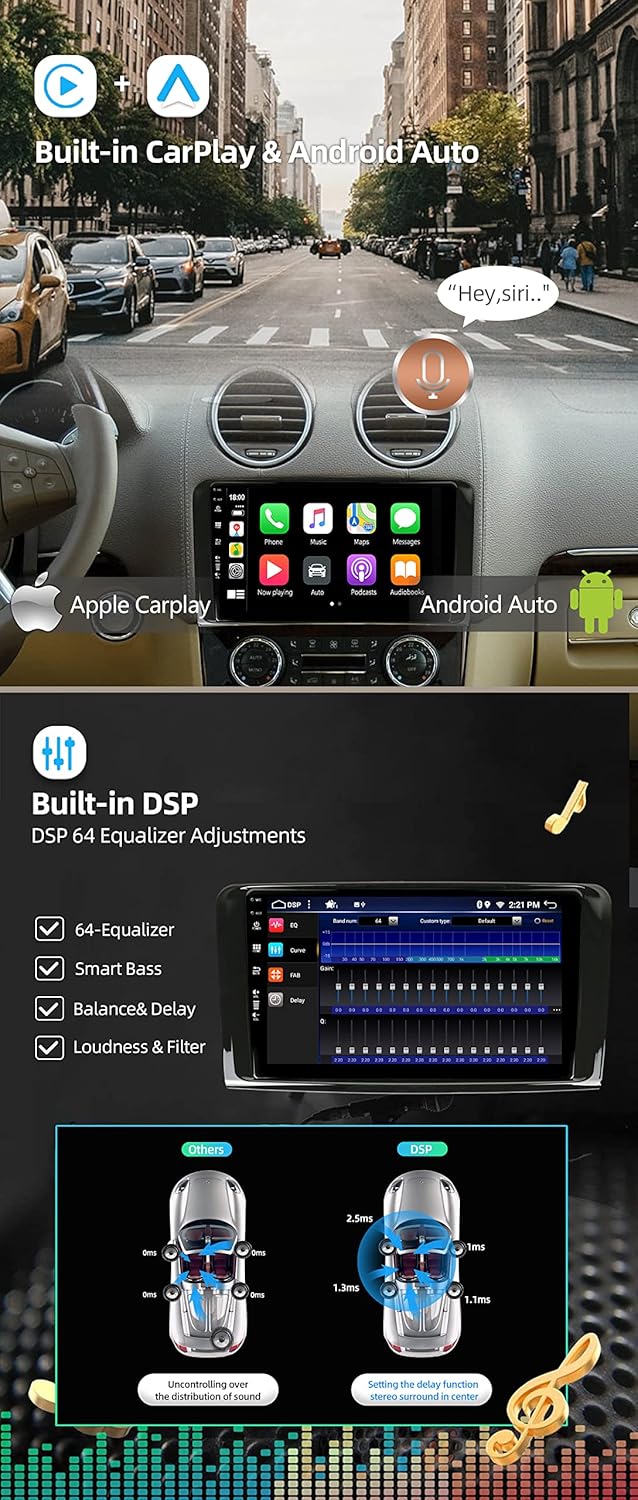 JOYX - 6G+128G - Android 15 IPS Autoradio Passt für Benz GL ML Class W164 X164 ML350 ML450 ML500 GL3