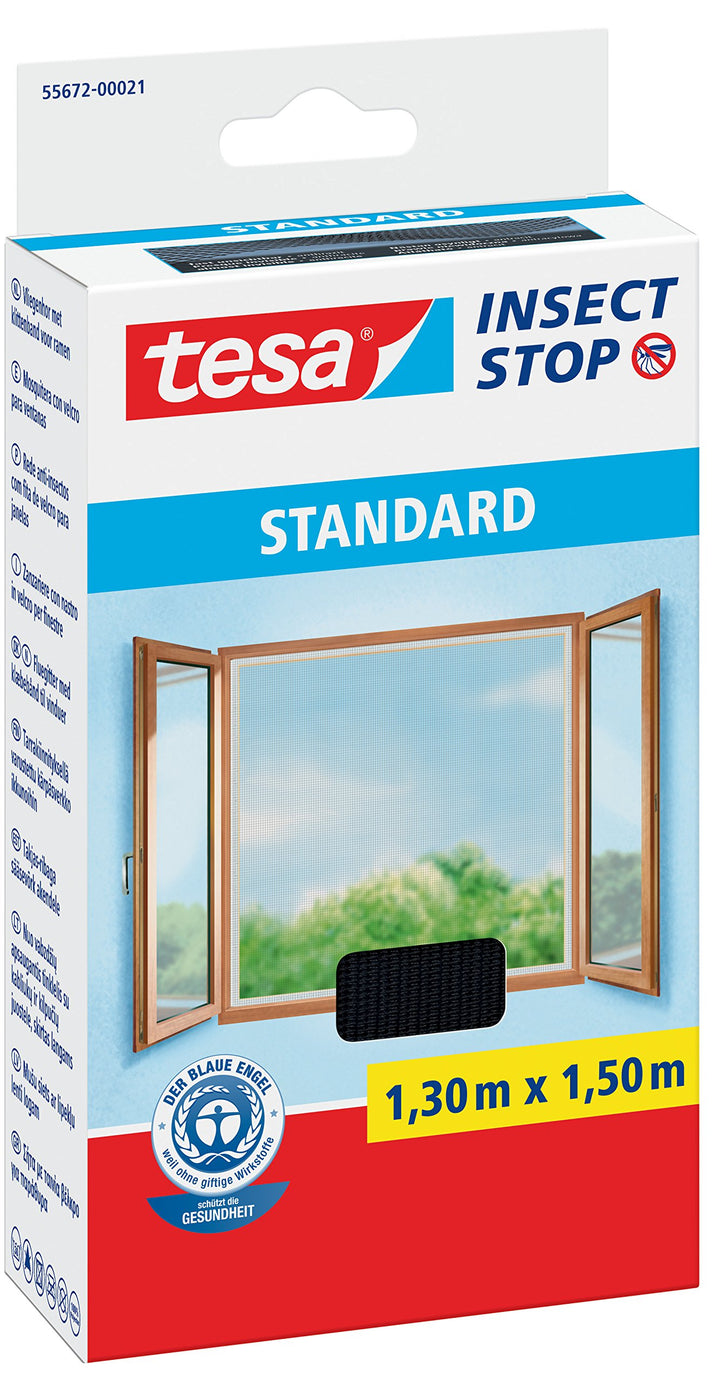 Tesa Fliegengitter für Standard-Fenster, weiss, leicht, 1,5 m x 1,8 m 1,3m:1,5m / 6er Pack anthrazit