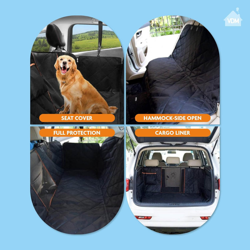 VDM Home Products – Wasserabweisende Hundedecke für Auto Rückbank und Kofferraum – 137 x 147 cm – Sc