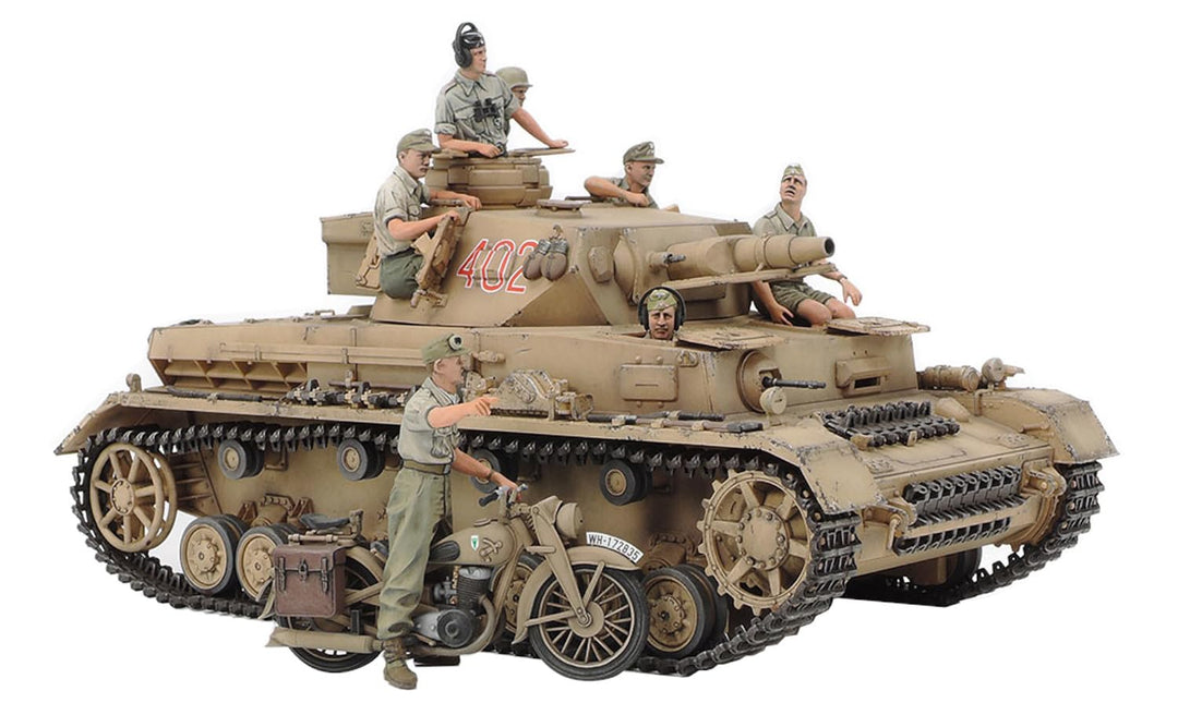 TAMIYA 25208 1:35 Dt. PzKpfw.IV AUSF.F m. Krad DAK - Modellbau, Plastik Bausatz, Hobby, Basteln, Kle