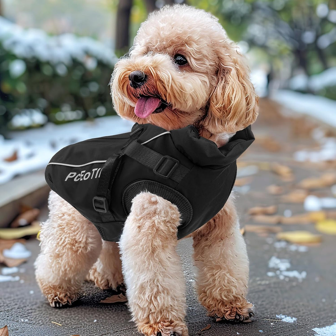 PcEoTllar Wasserdichter Hundemantel für kleine Hunde, warme reflektierende Jacke mit Geschirr für de