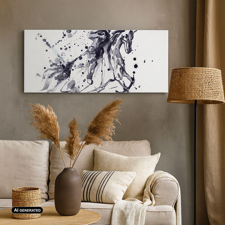 Panorama Bilder auf Leinwand 100x40cm Leinwandbild Pferd Ritter Geschichte Reiten Gross Wanddeko Bil