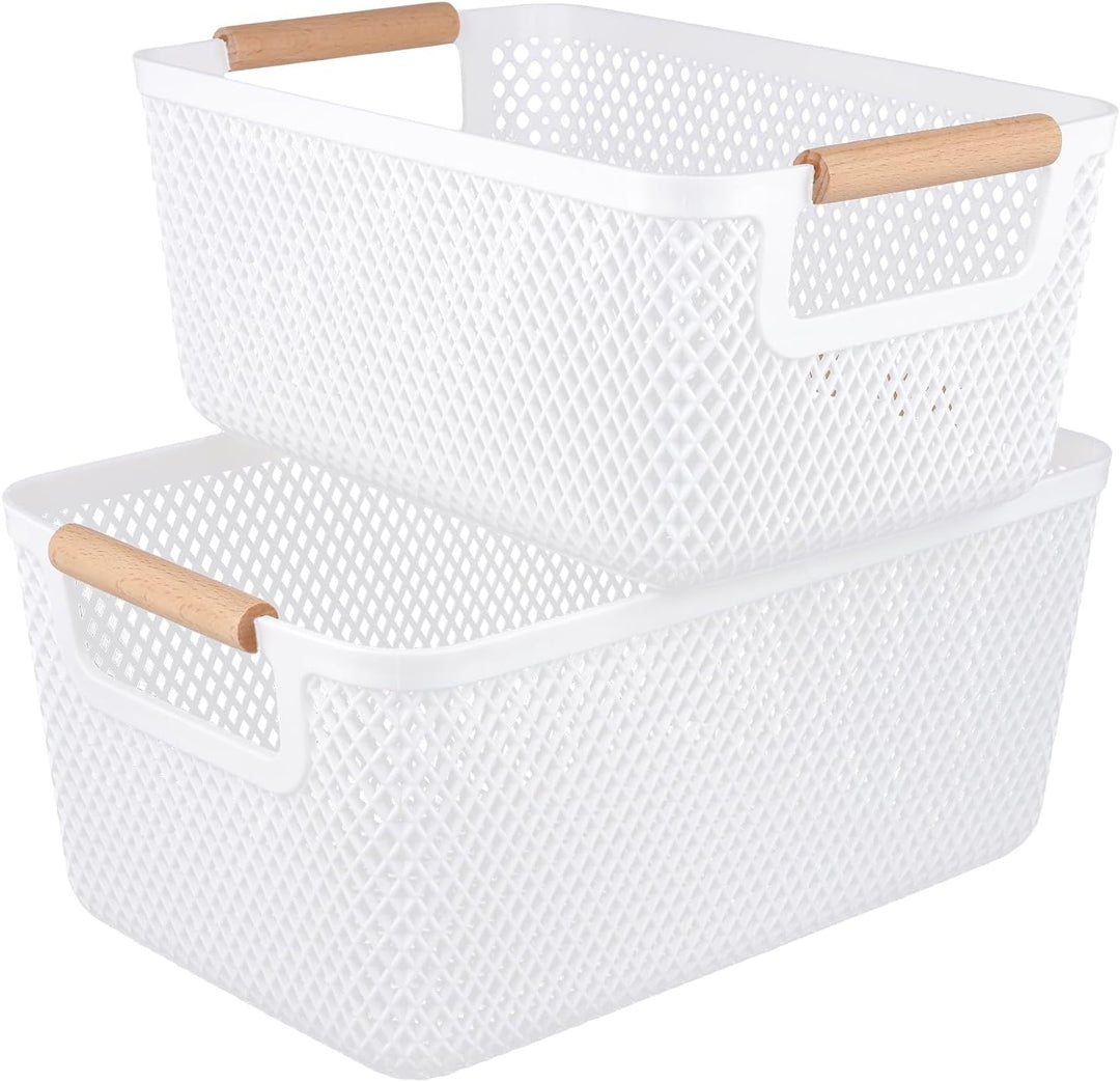 6 Stück Aufbewahrungskorb Set, 26,5 x 18,4 x 12cm und 30,5 x 20,4 x 14,2cm Weiss Boxen Aufbewahrung