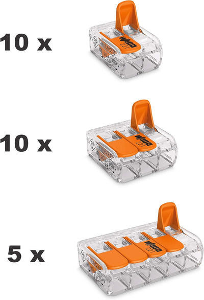 intervisio Sortimentsbox mit WAGO Klemmen 25 Stück Set Sortiment 10x 221-412 | 10x 221-413 | 5x 221-