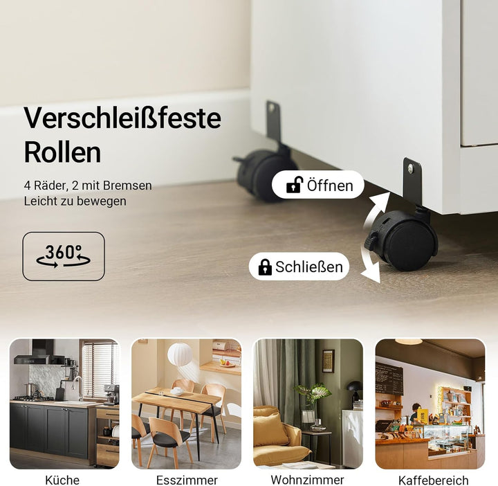 SoBuy® FSB12-W Mikrowellenschrank mit Rollen Küchenschrank Küchenwagen Getränkewagen mit 2 Ablagen,