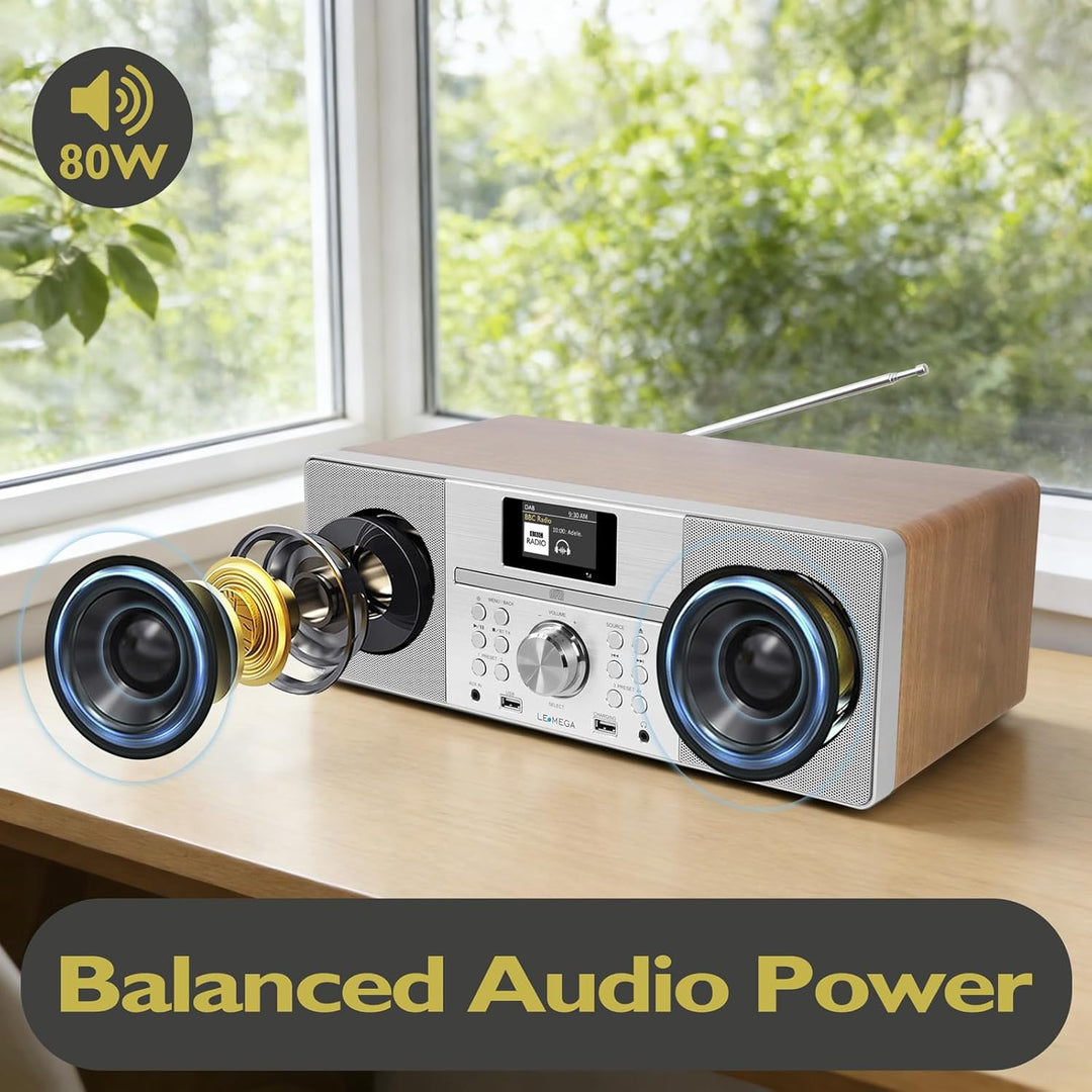 LEMEGA MSY1P All-In-One Musiksystem,CD-Player,DAB/DAB+ und FM Digitalradio,Bluetooth Lautsprecher,20