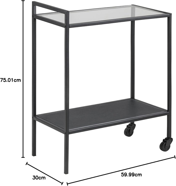 AC Design Furniture Jörn Servierwagen, H: 75 x B: 60 x T: 30 cm, Klar/Schwarz, Glass/Metall, 1 Stk