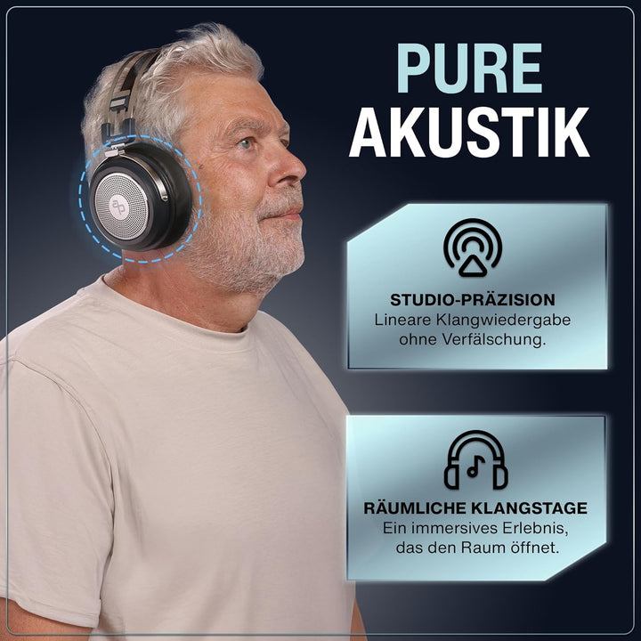 audio pirates Over-Ear HiFi Kopfhörer – Kopfhörer mit Case, HiFi-Klang, 3 m Kabel & 6,3 mm Adapter –