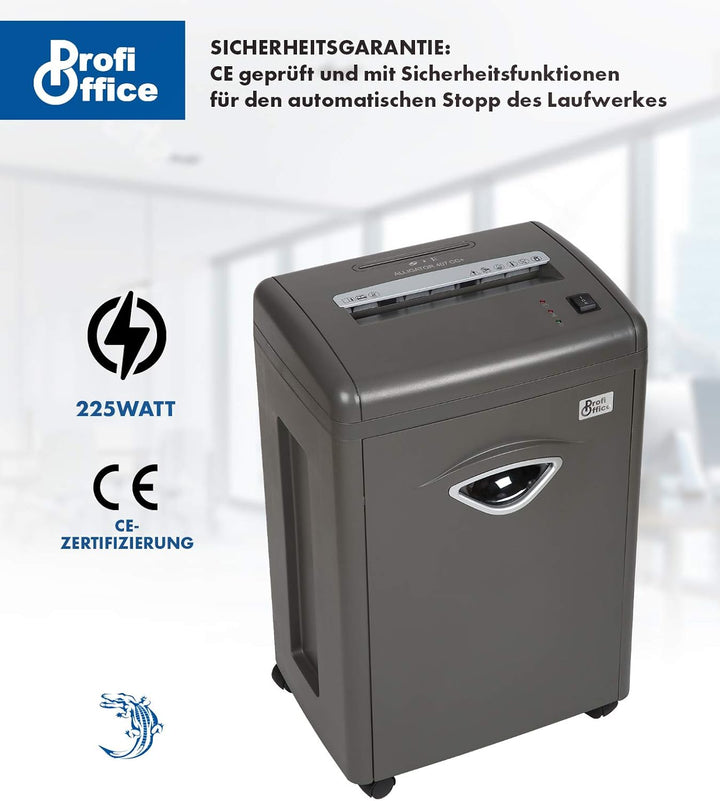 Aktenvernichter Alligator 407 CC+, Schredder, Reisswolf, Kreuzschnitt, Partikelschnitt, vernichtet l